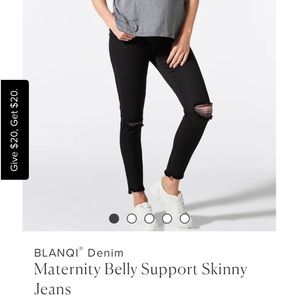 BLANQI Black denim ripped jeans with over the belly support